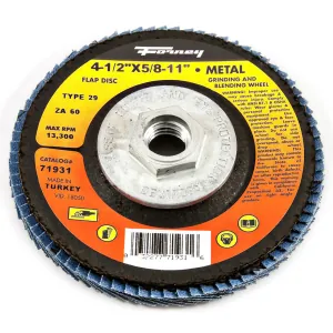 Forney Industries Flap Disc, Type 29, 4-1/2 in x 5/8 in-11, ZA60
