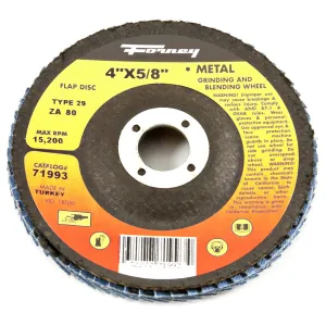 Forney Industries Flap Disc, Type 29, 4 in x 5/8 in, ZA80
