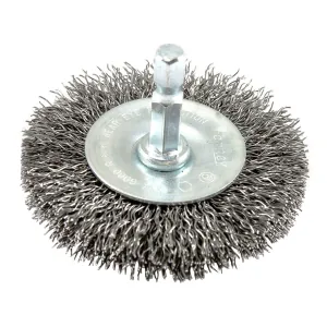 Forney Industries Wire Wheel, Crimped, 2-1/2 in x .012 in x 1/4 in Hex Shank