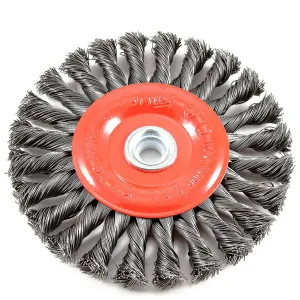 Forney Industries Wire Wheel Knotted, 6 in x .020 in x 1/2 - 5/8 in Arbor