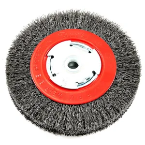 Forney Industries Wire Wheel, Crimped, 6 in x .014 in x 1/2 in - 5/8 in Arbor