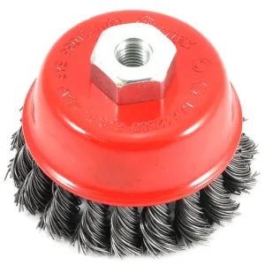 Forney Industries Cup Brush, Knotted, 2-3/4 in x .020 in x M10 x 1.25 Arbor