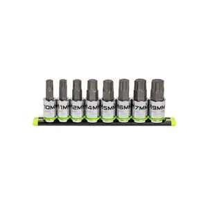 Grip Edge Tools 8-PC 1/2" Drive Metric RPT Hex bit socket set