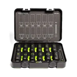 GripEdge Tools 13-PC G-FORS 1/2" Drive Deep Metric & SAE Master Socket Extractor Set