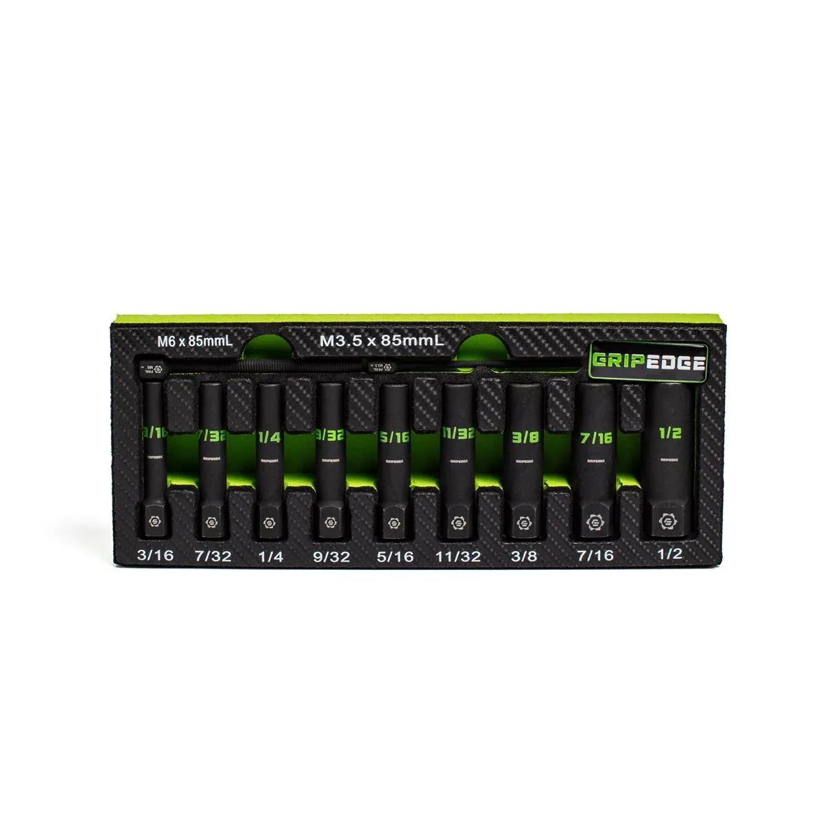 Grip Edge Tools 9-PC 1/4" Drive SAE RPT Socket Extractor with FORS set (deep length)