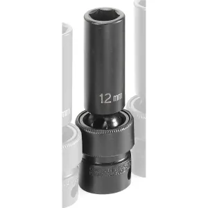 Grey Pneumatic 3/8" Drive x 12mm Deep Universal Socket 6 Point - Black