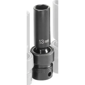 Grey Pneumatic 3/8" Drive x 13mm Deep Universal Socket 6 Point - Black