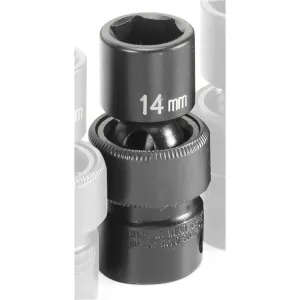 Grey Pneumatic 3/8" Drive x 14mm Standard Universal Socket 6 Point - Black