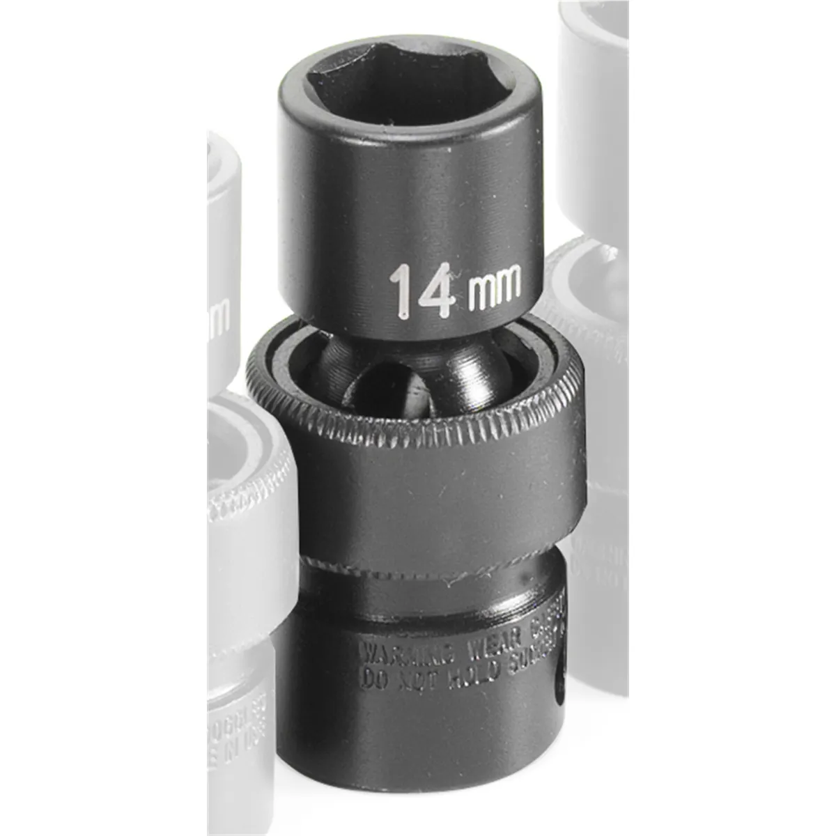 Grey Pneumatic 3/8" Drive x 14mm Standard Universal Socket 6 Point - Black