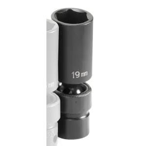 Grey Pneumatic 3/8" Drive x 19mm Deep Universal Socket 6 Point - Black