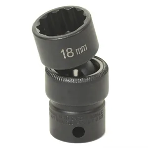 Grey Pneumatic 3/8" Drive x 7/16" Standard Universal- 12 Point Socket - Black