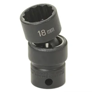 Grey Pneumatic 3/8" Drive x 15mm Standard Universal- 12 Point Socket - Black