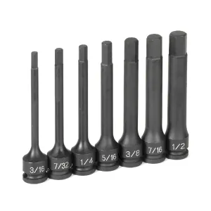 Grey Pneumatic 3/8" Dr. 7 Pc. 4" Length Fractional Hex Driver Set