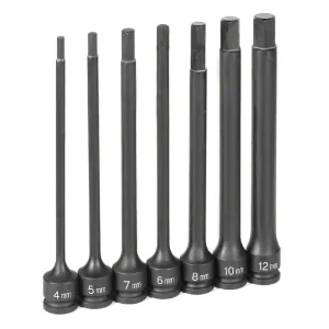 Grey Pneumatic 3/8" Dr. 7 Piece 6" Length Metric Hex Driver Set