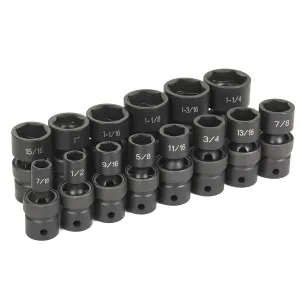 Grey Pneumatic 1/2" Drive 14 Piece Standard Length Fract. Universal Set
