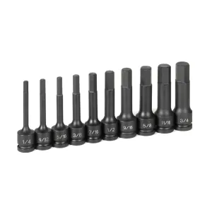 Grey Pneumatic 1/2" Drive 10 Piece 4" Length Fractional Hex Driver Set
