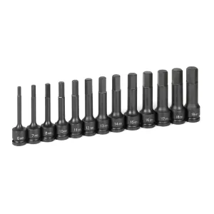 Grey Pneumatic 1/2" Drive 13 Pc. 4" Length Metric Hex Driver Set