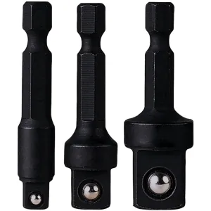 Grey Pneumatic 3 Piece 1/4" Hex to Square Socket Adapter Set