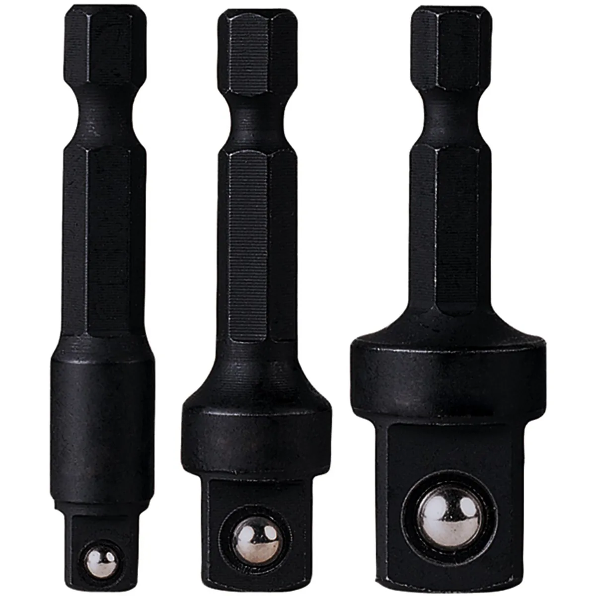 Grey Pneumatic 3 Piece 1/4" Hex to Square Socket Adapter Set