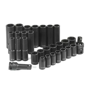 Grey Pneumatic 1/2" Drive 30 Piece Standard/Deep Metric Set