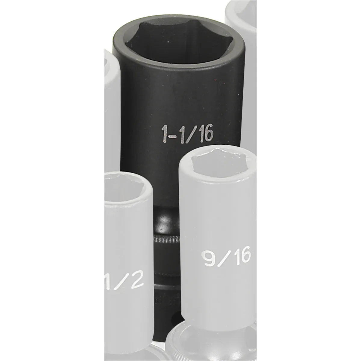 Grey Pneumatic 1/2" Drive x 1-1/16" Deep Universal Socket 6 Point - Black