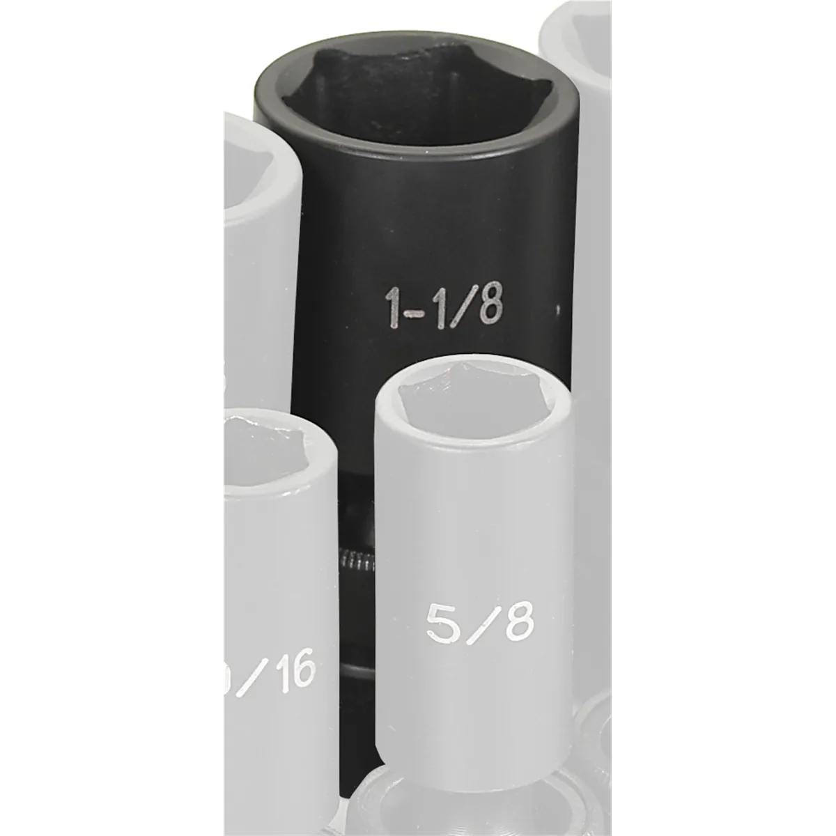 Grey Pneumatic 1/2" Drive x 1-1/8" Deep Universal Socket 6 Point - Black