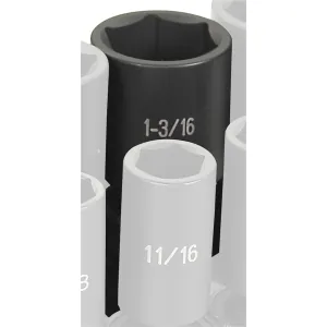 Grey Pneumatic 1/2" Drive x 1-3/16" Deep Universal Socket 6 Point - Black