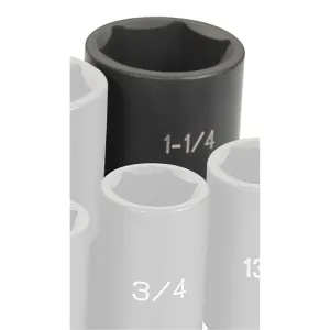 Grey Pneumatic 1/2" Drive x 1-1/4" Deep Universal Socket 6 Point - Black