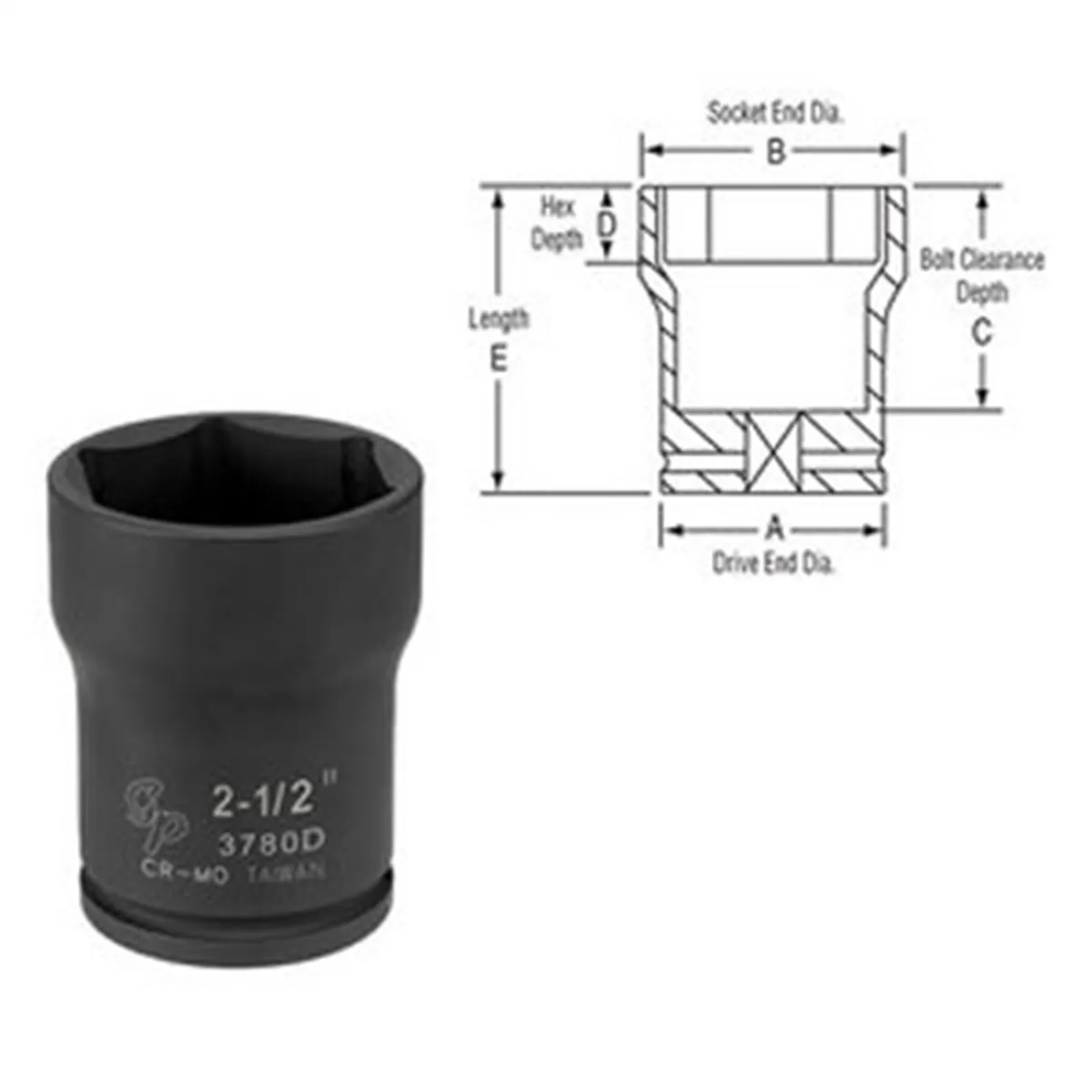 Grey Pneumatic 3/4" Drive x 2-5/8" Deep Truck Pinion Locknut Socket