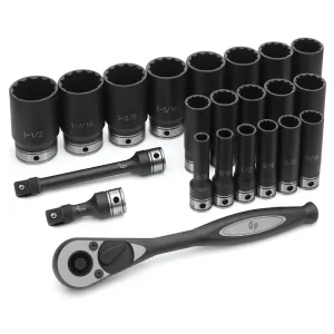 Grey Pneumatic 1/2" Drive 22 Piece Fractional Deep Duo-Socket Set - 12 Point