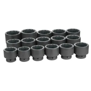 Grey Pneumatic 1" Drive 16 Piece Fractional Set 2-1/16" to 3" - 12 Point