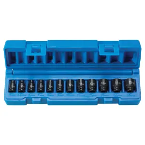 Grey Pneumatic 1/4" Drive 12 Piece Metric Magnetic Impact Socket Set
