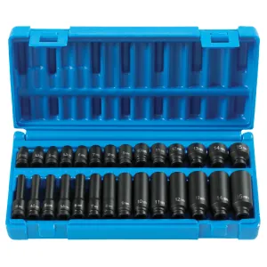 Grey Pneumatic 1/4" Drive 28 Piece Standard & Deep Length Metric Master Set