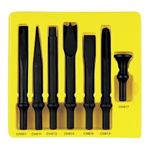 Grey Pneumatic 7-Piece Heavy-Duty Chisel Set with .498 Shank
