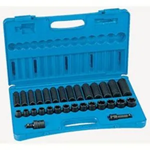 30 Pc. 1/2" Drive 6 Point Metric Standard and Deep Impact Socket Set