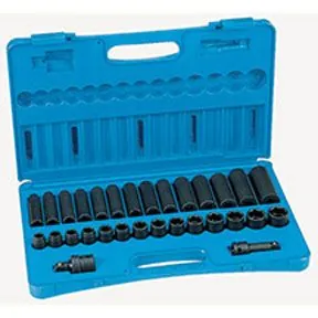 30 Pc. 1/2" Drive 6 Point Metric Standard and Deep Impact Socket Set