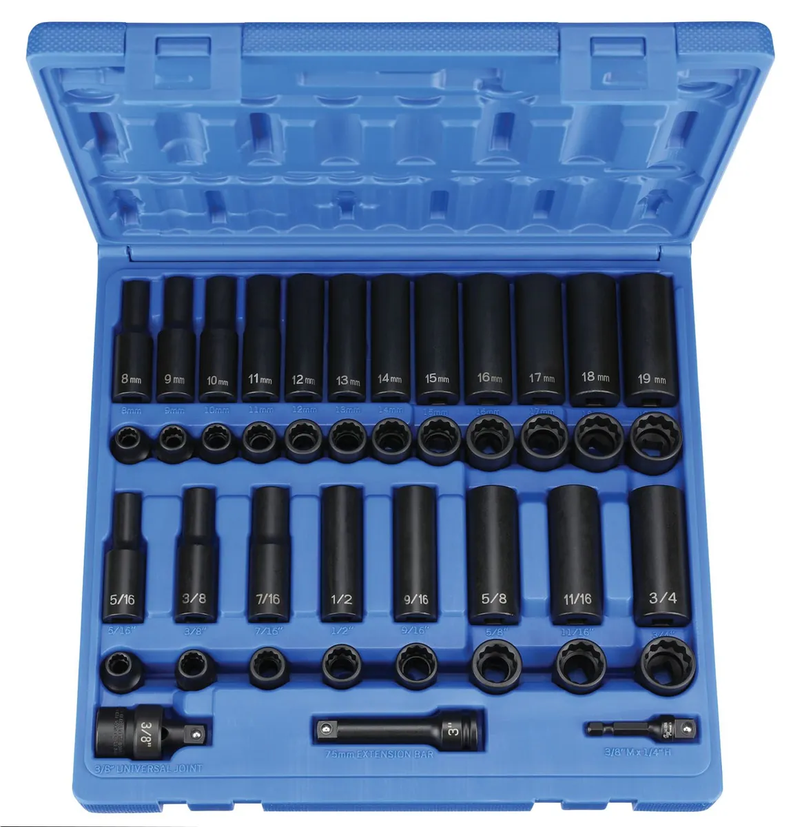 3/8" Dr Standard and Deep Length Impact Set (1643RD)