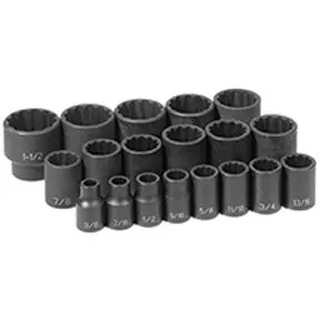 19 Pc. 1/2" Drive 12 Point Fractional Impact Socket Set