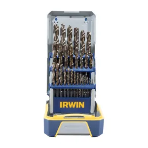 Hanson 29 Piece Turbomax Metal Index Drill Bit Set, Reduced 3/8 Inch Shank