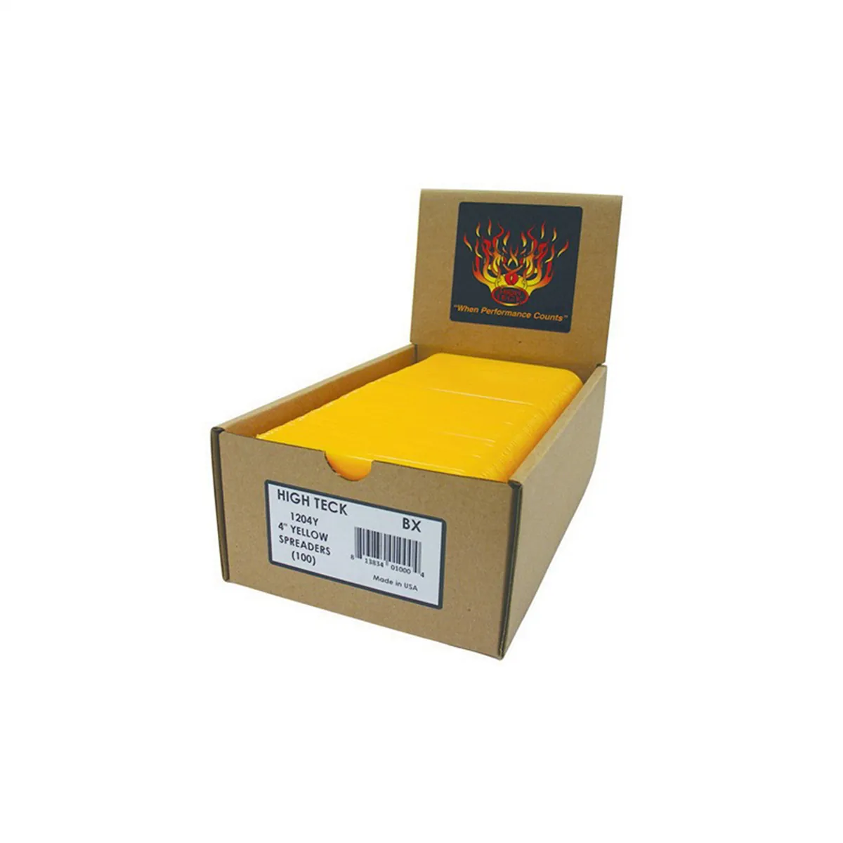 High Teck Products 1204Y Spreader, 4 in W, Plastic, Yellow, Tapered Edge