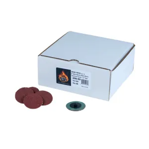 High Teck Products 250-50 R-Style Disc, 2 in Dia, 50 Grit, Aluminum Oxide, Polymer Backing