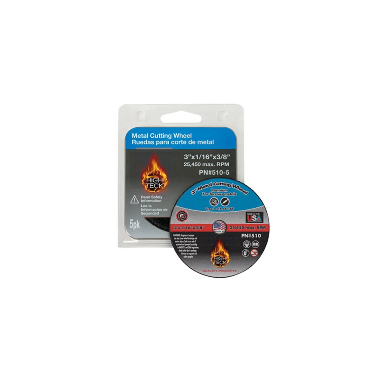 High Teck Products 500-5 Cut-Off Wheel, 3 in Dia x 1/32 in in THK, 3/8 in Center Hole, Aluminum Oxide