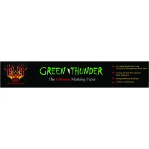 High Teck Products Green Thunder MP450GT-36 Masking Paper, 36 in W x 500 ft L, Polycoated Paper, 30 lb Basis