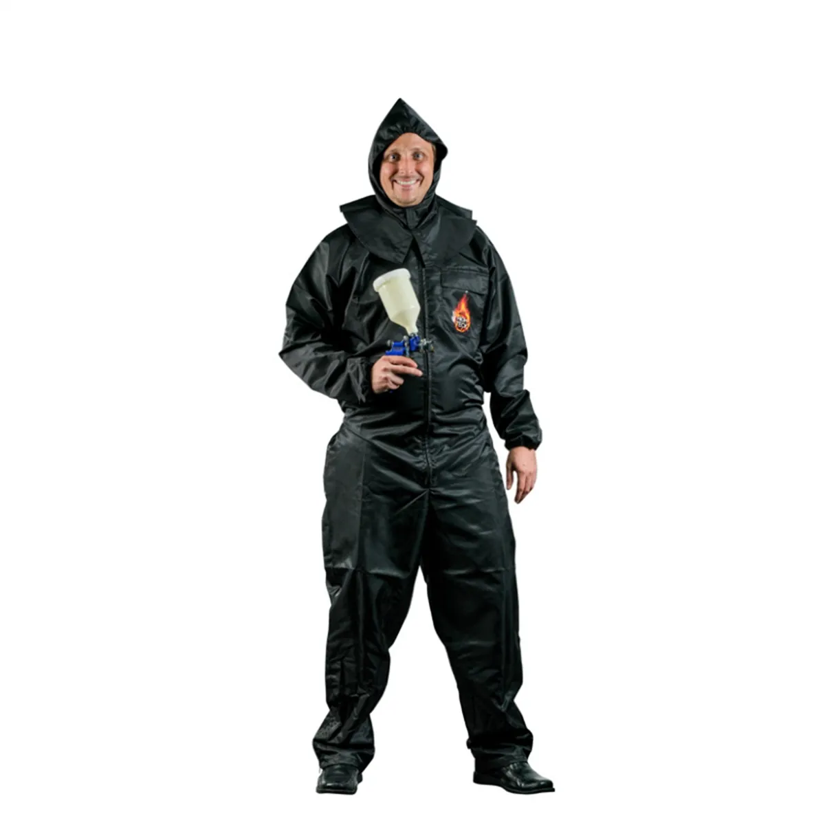 High Teck Products PS105B Premium Paint Suit, Medium, Black, 2-Way Zipper