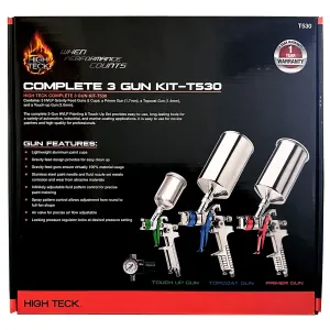 High Teck Products T530 Performance Series Complete 3-Gun HVLP Paint and Touch Up Set, Aluminum