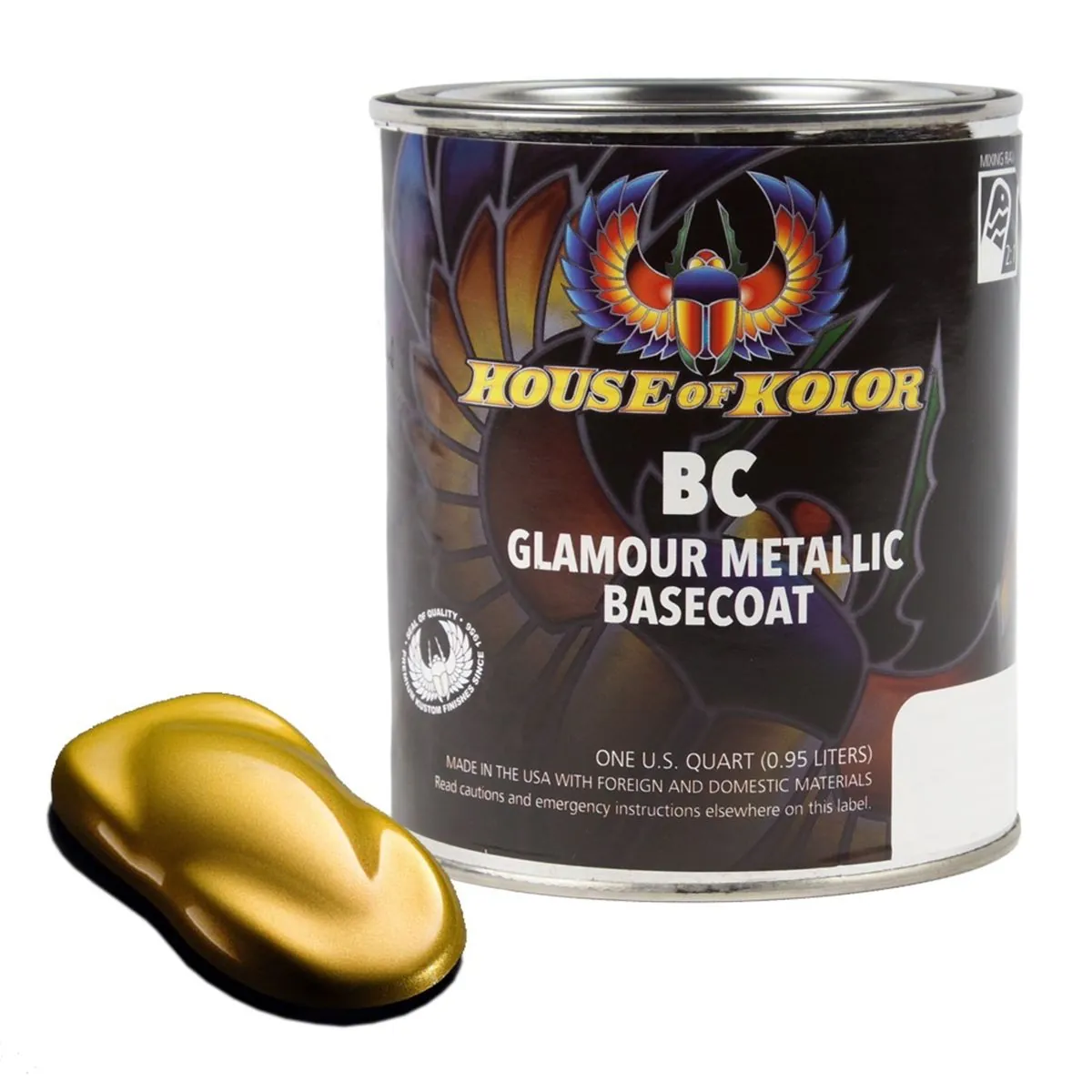 House Of Kolor SHIMRIN C2C-BC01-Q01 C2C Glamour Metallics Series Universal Basecoat, 1 qt Can, Solar Gold