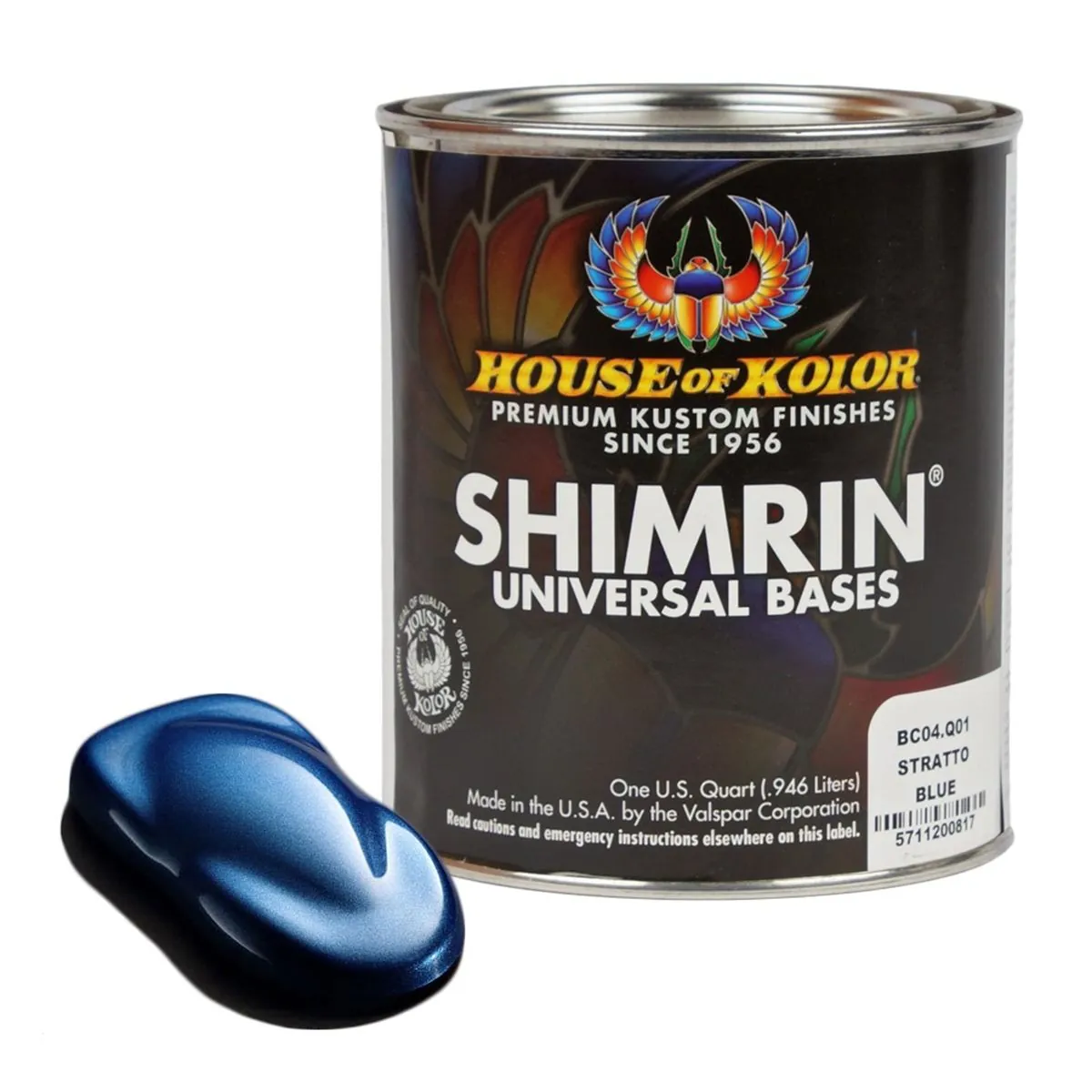 House Of Kolor SHIMRIN C2C-BC04-Q01 C2C Glamour Metallics Series Universal Basecoat, 1 qt Can, Stratto Blue