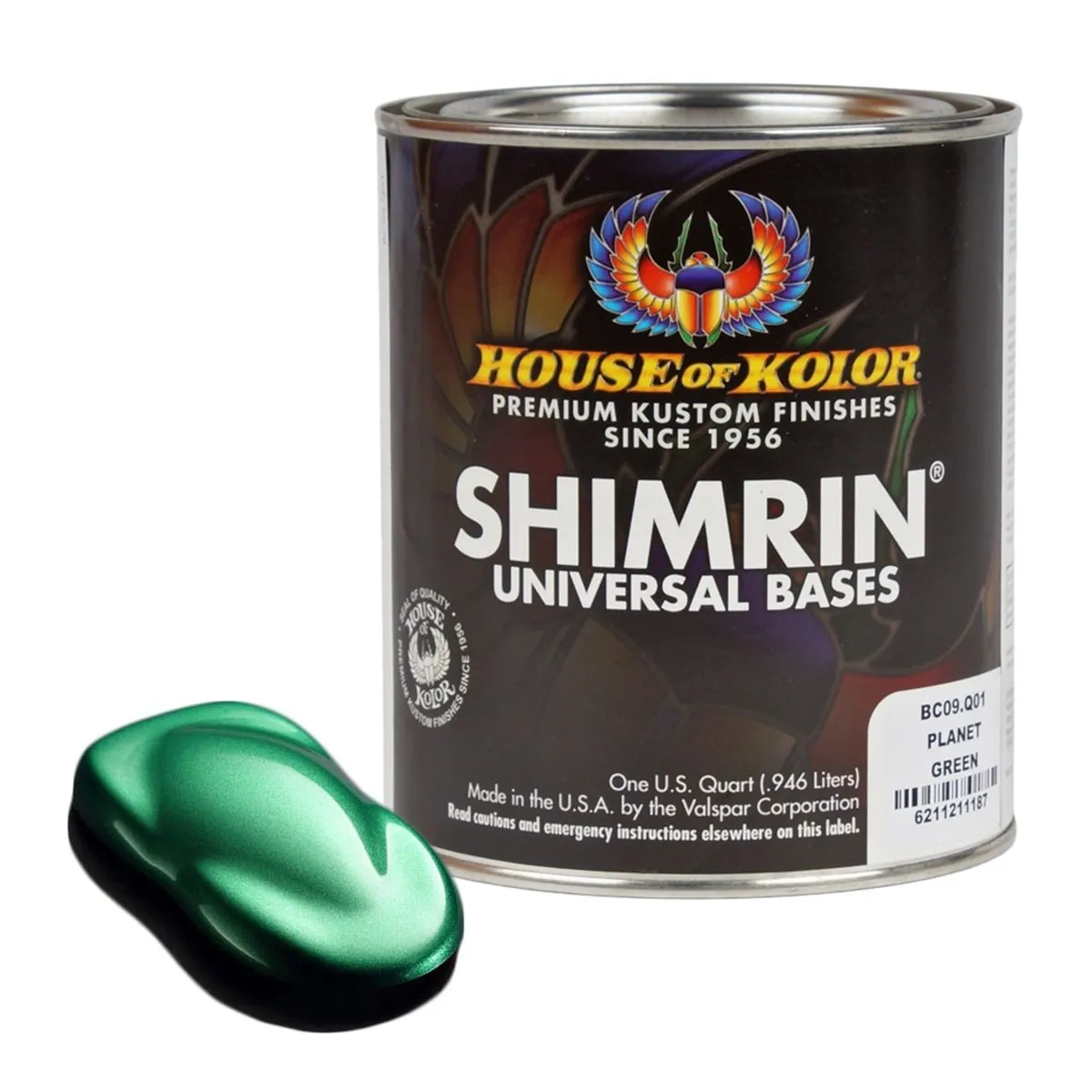 House Of Kolor SHIMRIN C2C-BC09-Q01 C2C Glamour Metallics Series Universal Basecoat, 1 qt Can, Planet Green