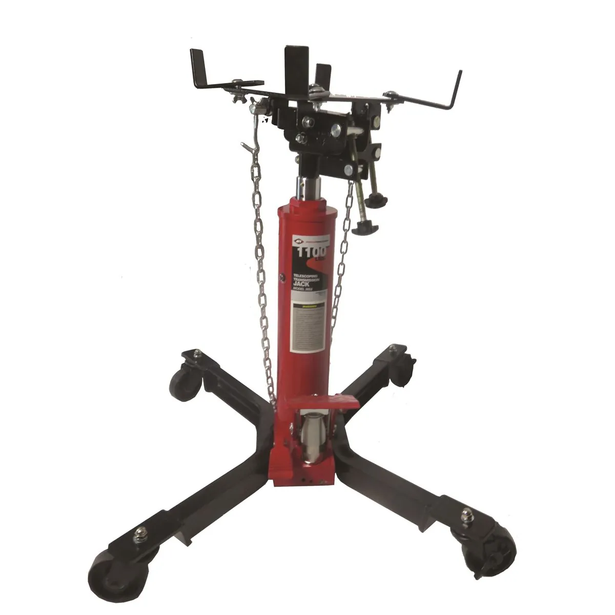 American Forge & Foundry Transmission Jack - Hydraulic - Telescopic - Two Stage - 1,100 Lbs. Capacity - 37" Min H to 78" High H - Manual Foot Pedal - Double Pump Quick Lift