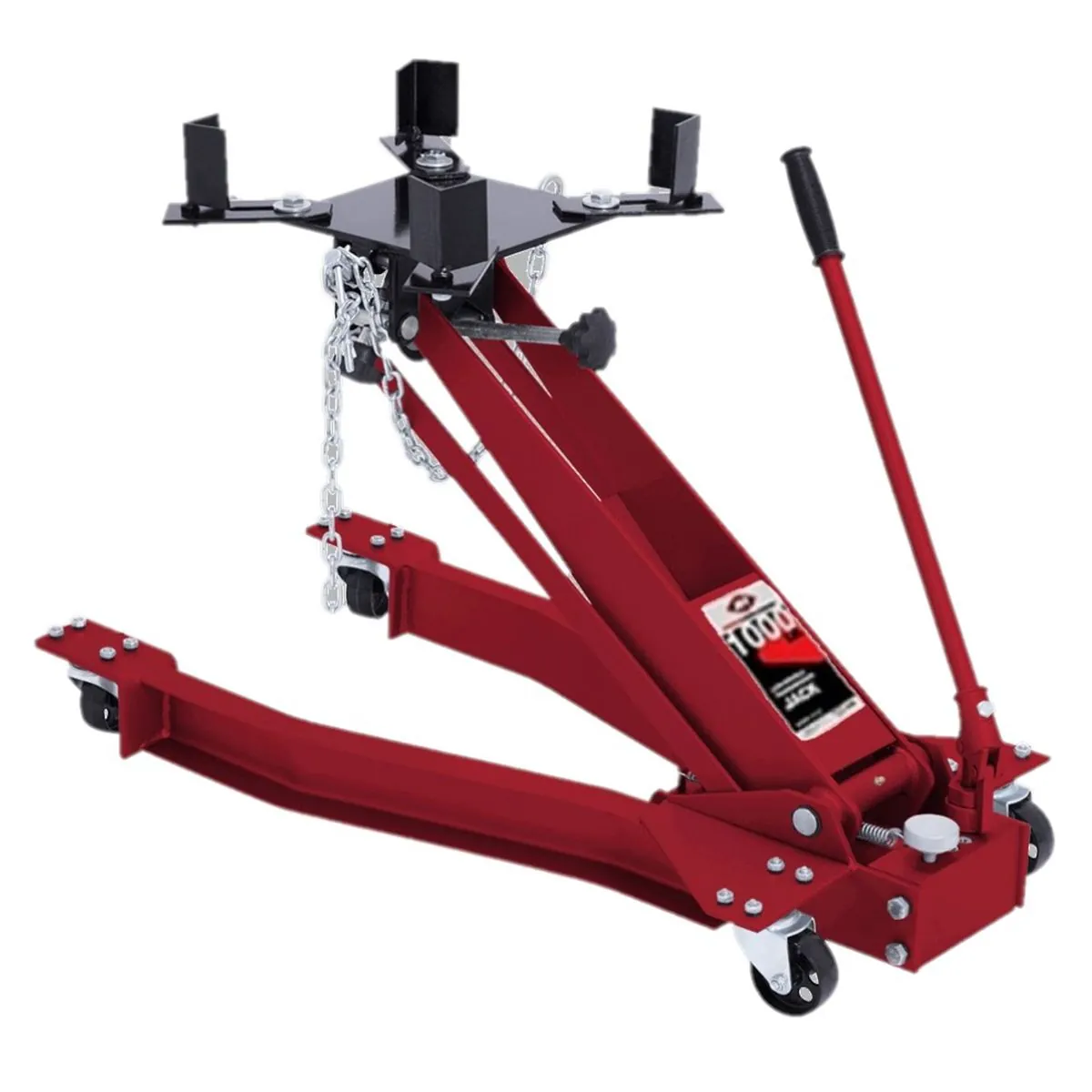 American Forge & Foundry Transmission Jack - Hydraulic - Floor Style - Low Profile Wishbone Style - 1,000 Lbs. Capacity - 6.875" Min H to 31.75" High H - Manual Hand Pump - Heavy Duty